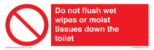 Do not flush wet wipes or moist tissues down the toilet